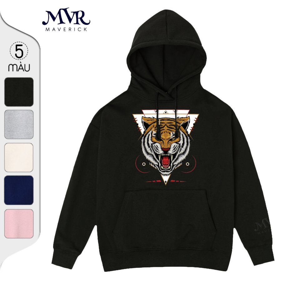 Áo Khoác Tròng Đầu Nỉ Cotton Da Cá Tiger Head Áo Hoodie Unisex Nam Nữ Form Rộng BB1337