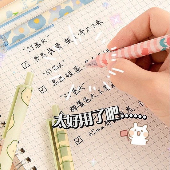 Bút gel bút bi đen bút mực hoạ tiết hoa xinh xắn