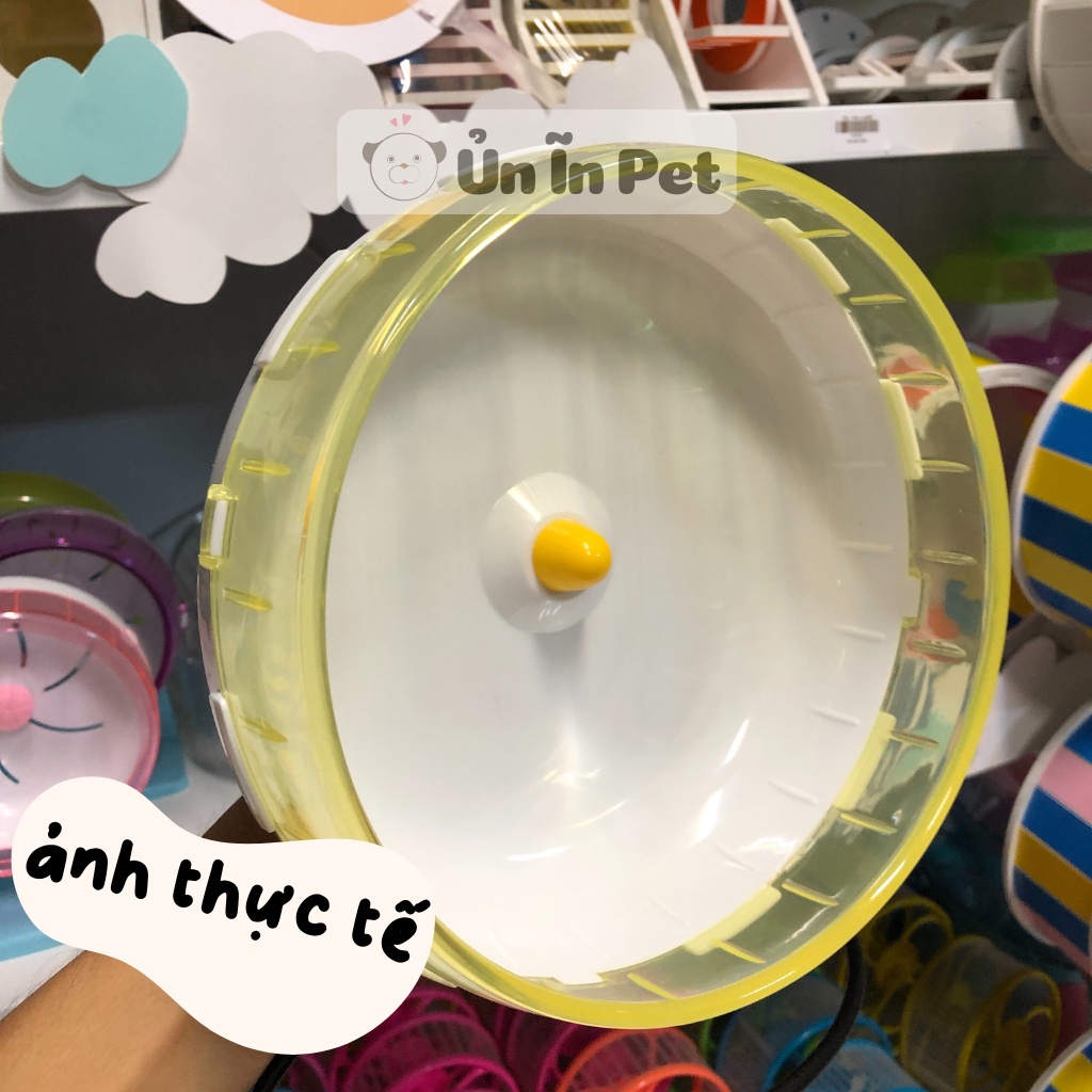Wheel hamster bear 21cm, không đế, có thể gắn chuồng hamster, sóc, bọ, nhím siêu êm