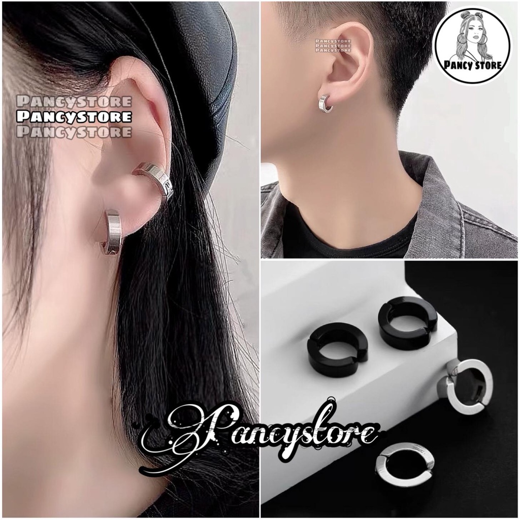 kẹp tai nam nữ không cần xỏ lỗ titan tròn dày không gỉ