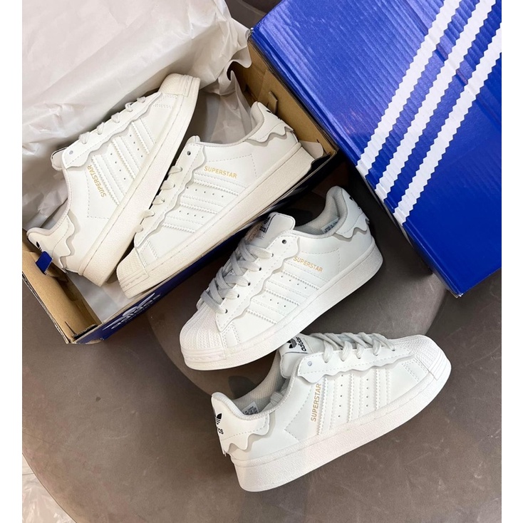 Giày sneaker superstar bản mới 2022 trắng kem siêu xinh