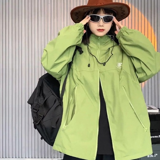 Áo khoác ZHELIHANGFEI form rộng họa tiết thêu theo phong cách retro đường phố dễ phối đồ