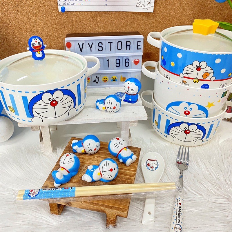 NỒI SỨ ĂN MÌ ĐÔREMON / THỐ NẤU SOUP HOẠT HÌNH ĐÔRAEMON ĐUN ĐƯỢC TRỰC TIẾP TÊN BẾP