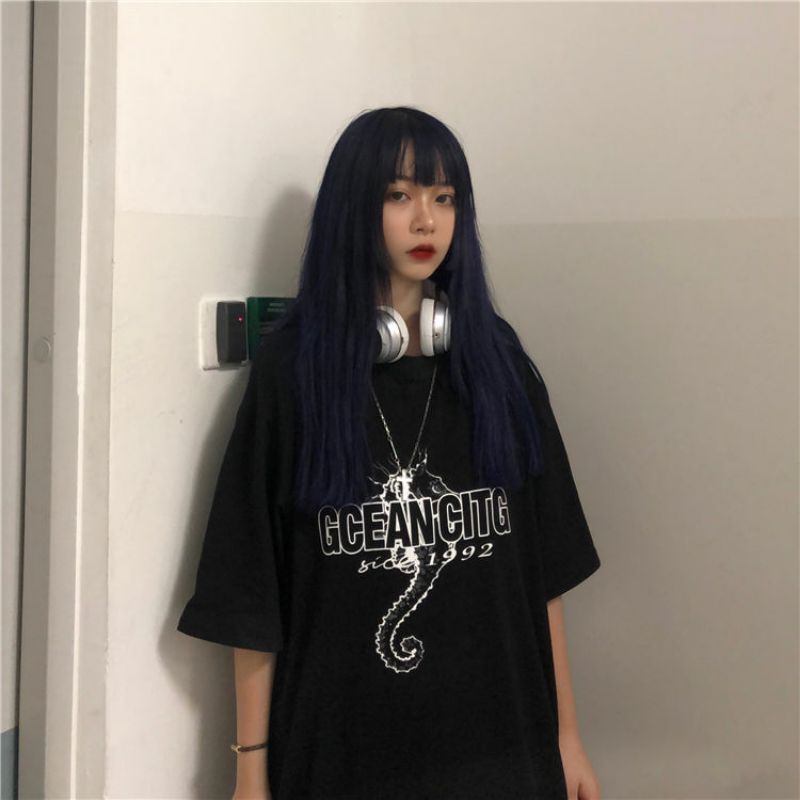 Áo Thun Tay Lỡ Nam Nữ Unisex Form Rộng Ulzzang Cá Ngựa