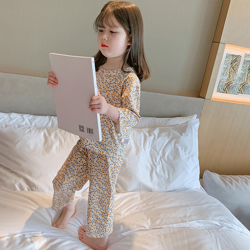 Bộ áo tay lửng và quần thoáng khí phong cách xuân thu Hàn Quốc cho trẻ em