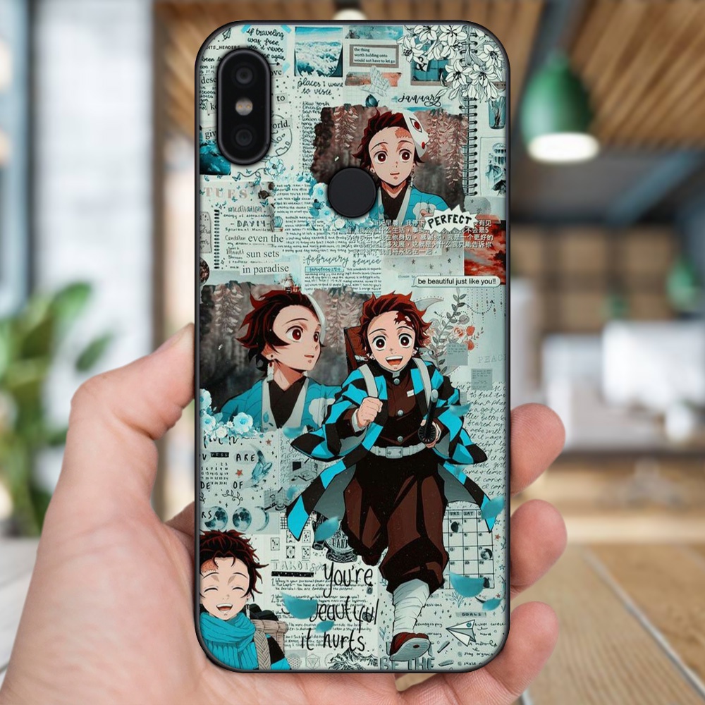 Ốp lưng Xiaomi Redmi S2 viền đen in hình Tanjiro Kimetsu No Yaiba