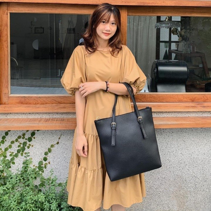 Túi Đeo Vai Tote Da Khóa Kéo Vừa A4 Có Dây Đeo Chéo Đi học Đi Đi Làm - P026