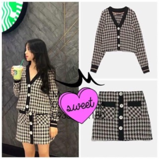 Set váy dệt kim tweed zara