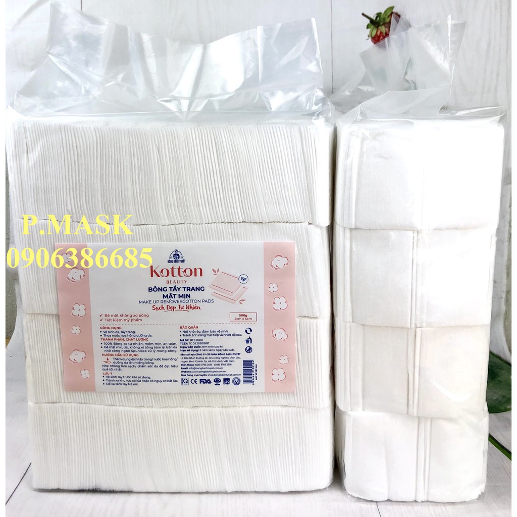 Bông Tẩy Trang Bề Mặt Mịn KOTTON BEAUTY gói 500gr chính hãng Bông Bạch Tuyết - Bông Tẩy Trang Cotton Bề Mặt Mịn