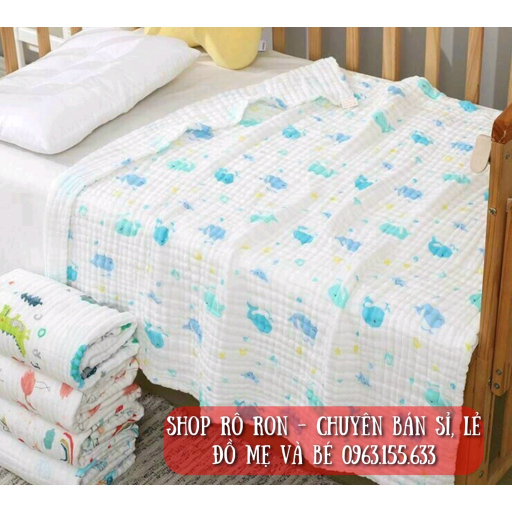 Khăn tắm xô nhăn 6 lớp siêu mềm, siêu thấm cho bé - Chăn xô nhăn 6 lớp đa năng - Shop Rô Ron