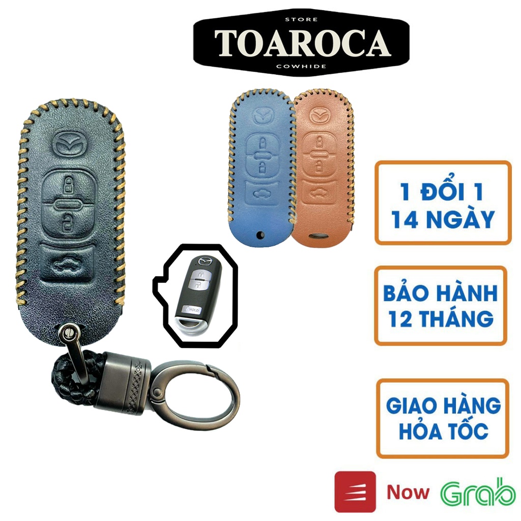 Bao da chìa khóa ô tô mazda 2-3-6,cx6,cx5,cx8(loại 2,3 nút) handmade da bò thật 100% Toaroca chống trầy,rơi,vỡ