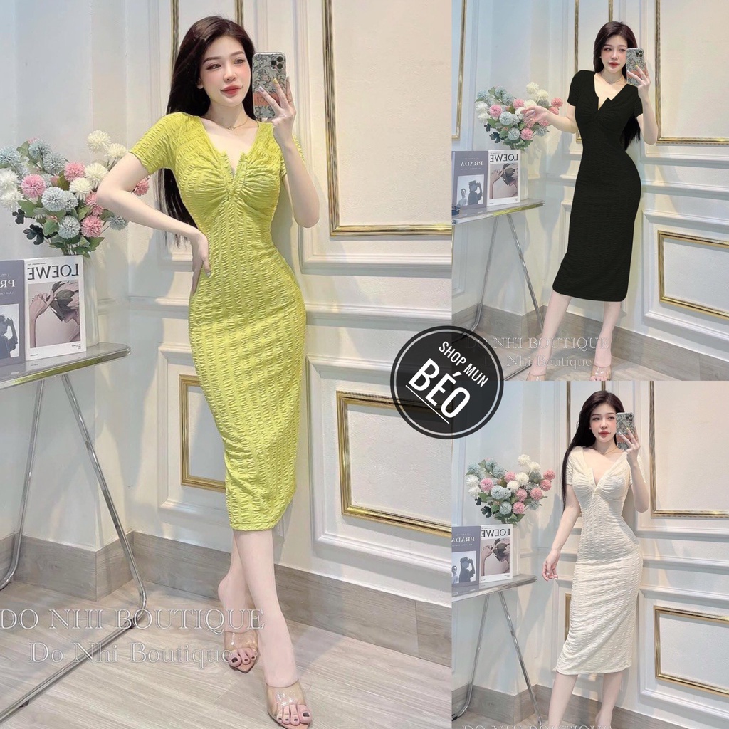 Đầm Body Tay Ngắn Nút Cài Ngực Chất Thun Xốp Thích Hợp Mặc Đi Tiệc Đi Làm Đi Chơi Phù Hợp Với Mọi Phong Cách