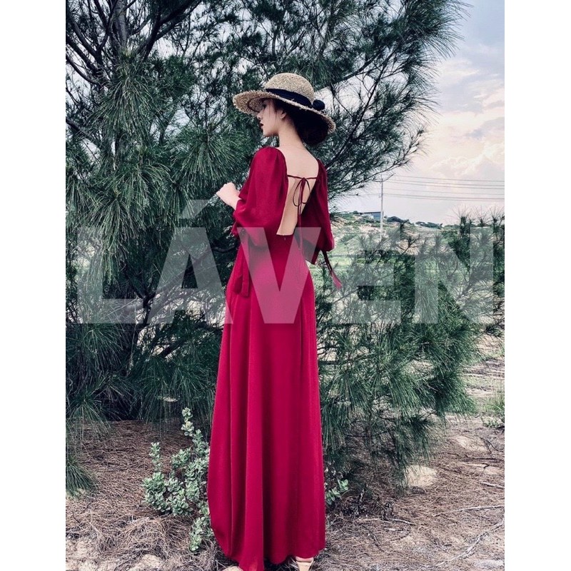 Đầm maxi đi biển , Đầm maxi xoè lưng cột dây đan chéo | BigBuy360 - bigbuy360.vn