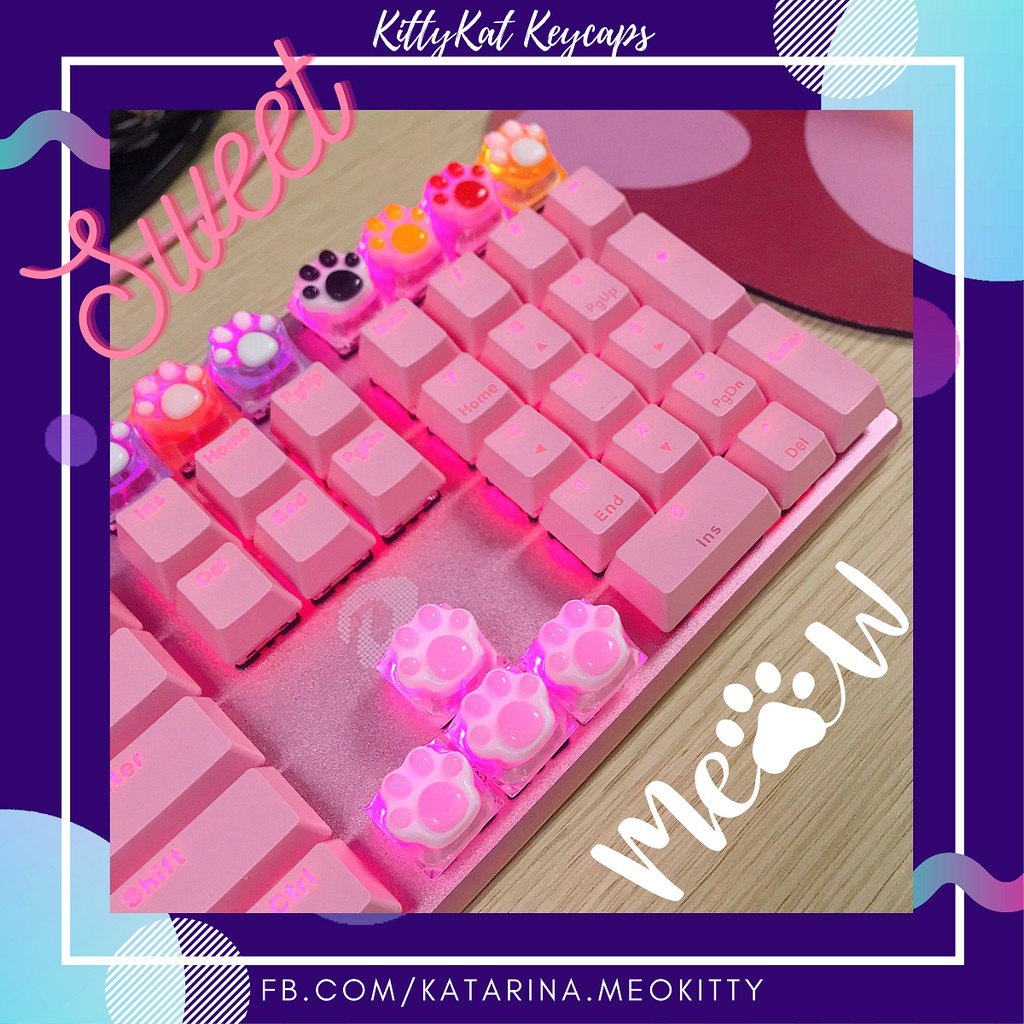 🎁 Keycap chân mèo 🐾 Neko xuyên led 🐱 Keycaps bé mèo cute handmade trang trí bàn phím cơ gaming