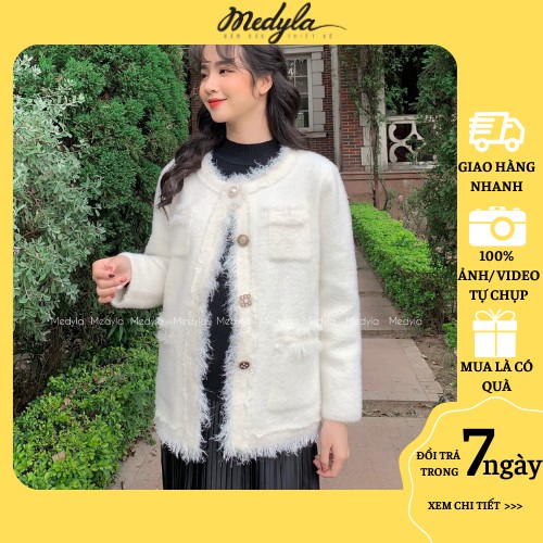 Áo khoác len lông mịn cao cấp - Áo Khoác Nữ Cardigan dáng ngắn hàng cao cấp thiết kế Medyla - AKL002