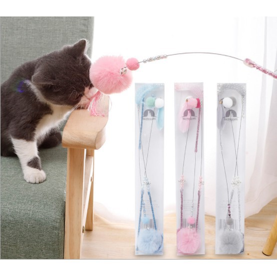 Cần câu mèo có lông vũ cao cấp - set 3 chiếc