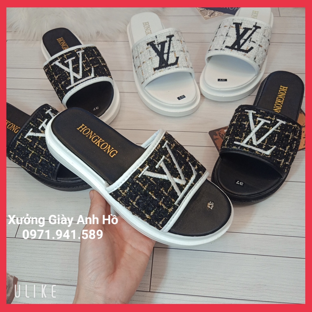 Dép Bánh Mì Dép Quai Ngang Nữ Thêu Đế PU 3 Phân Cực Tôn Dáng Siêu Nhẹ Mềm Êm Chân (Kèm Video Ảnh Thật)