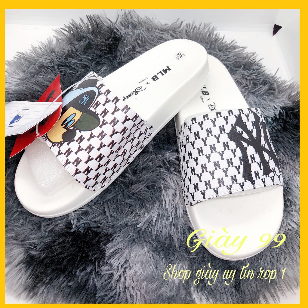[ Hot - Hàng Chuẩn ] Dép Quai Ngang Micky ML,B N.Y Trắng - Giày 99 | BigBuy360 - bigbuy360.vn