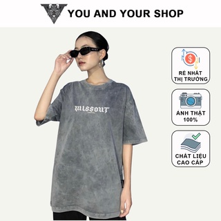 Áo Thun tay lỡ YAYSHOP phông unisex nam nữ chất cotton 100% thoáng mát MISSOUT (Loang xám)