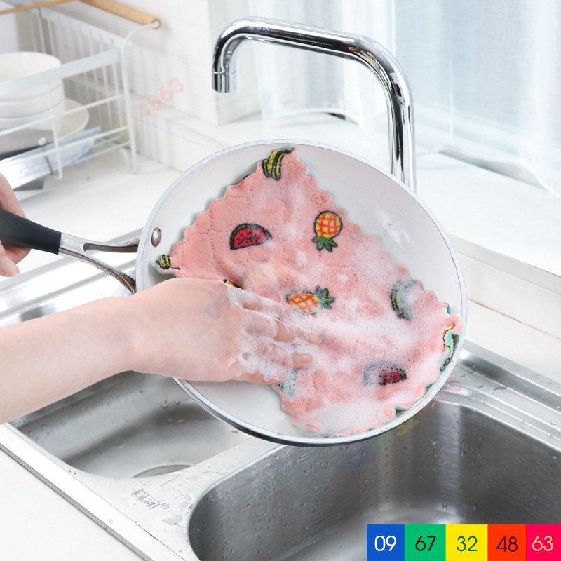 Khăn lau đa năng HỌA TIẾT thấm nước chống dính dầu mỡ hai mặt loại to 25x25cm