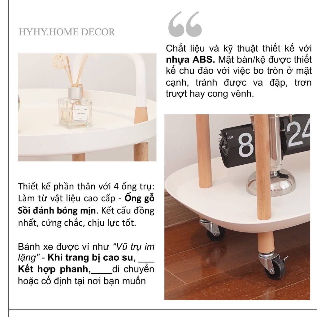 BÀN DECOR - KỆ PHONG CÁCH HÀN x NHẬT, CÓ BÁNH XE DI CHUYỂN LINH ĐỘNG