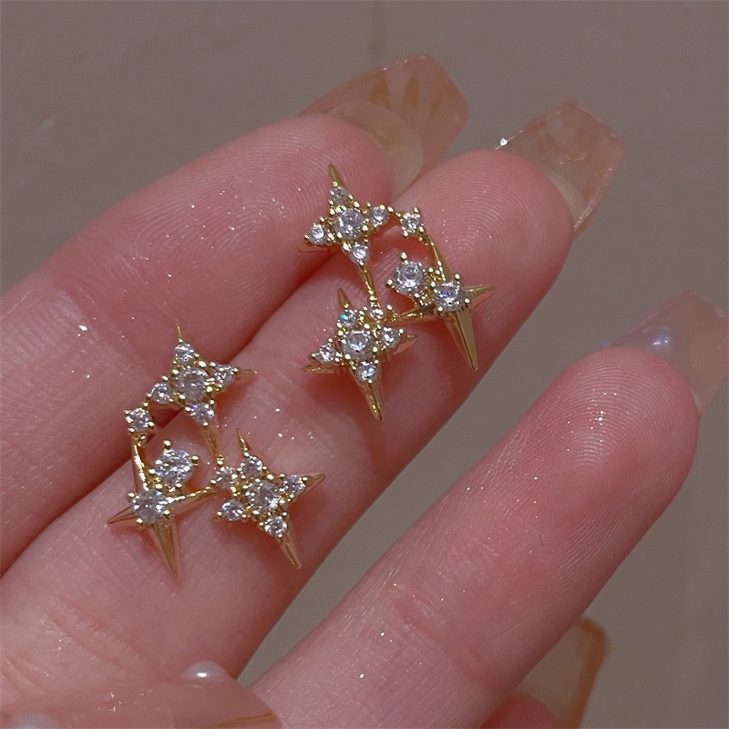 Bông Tai Mạ Bạc 925 Đính Đá Zircon Xinh Xắn Cho Nữ