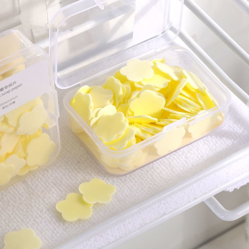 ⚜️Bộ 100 Miếng Xà Phòng Giấy Hình Cánh Hoa Mini Dùng Một Lần