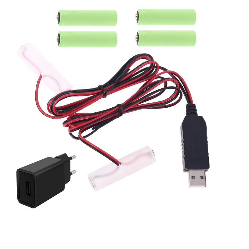 Dây Cáp Nguồn Giảm Áp bonj 1 5 3 4 5 6V EU Thay Thế 1 Sang 4 Pin AA