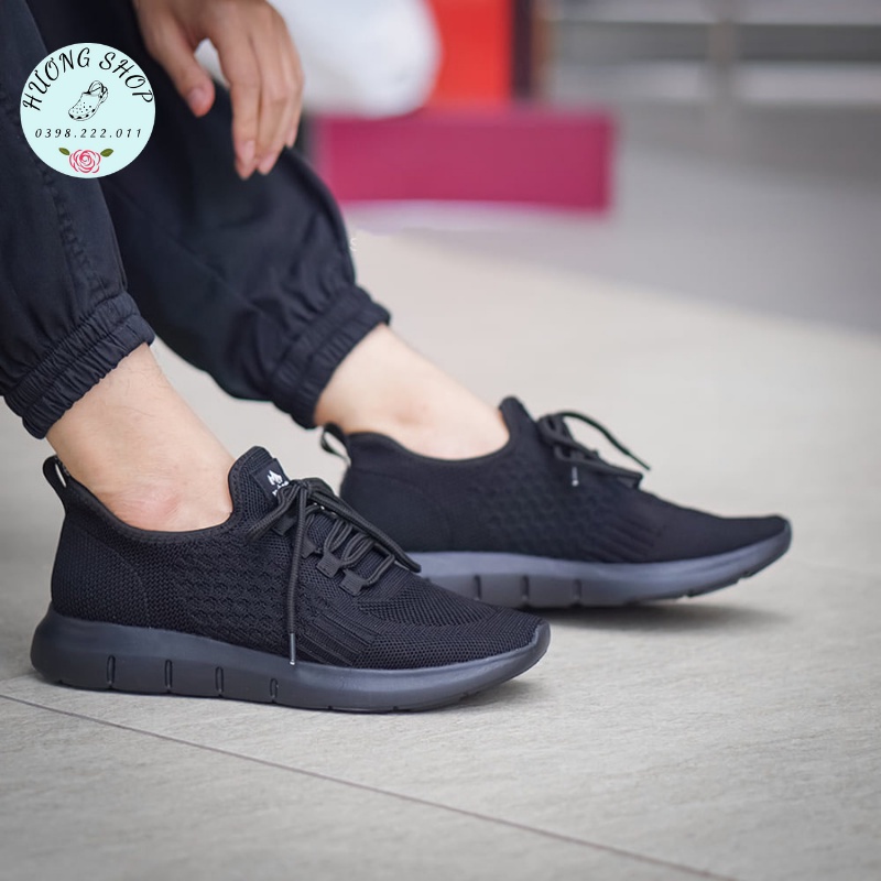 Giày Sneaker cổ chun đen Urban êm nhẹ nam nữ