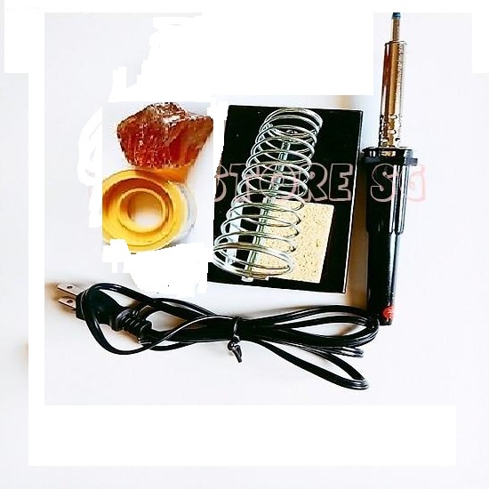Bộ 6in1 Mỏ hàn RD 60W + Chì hàn,Nhựa thông,Gác mỏ hàn,Bọt biển,Cây hút chì