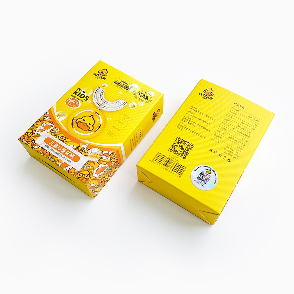 Set bàn chải chữ U hình vịt vàng kèm kem đánh răng cho bé