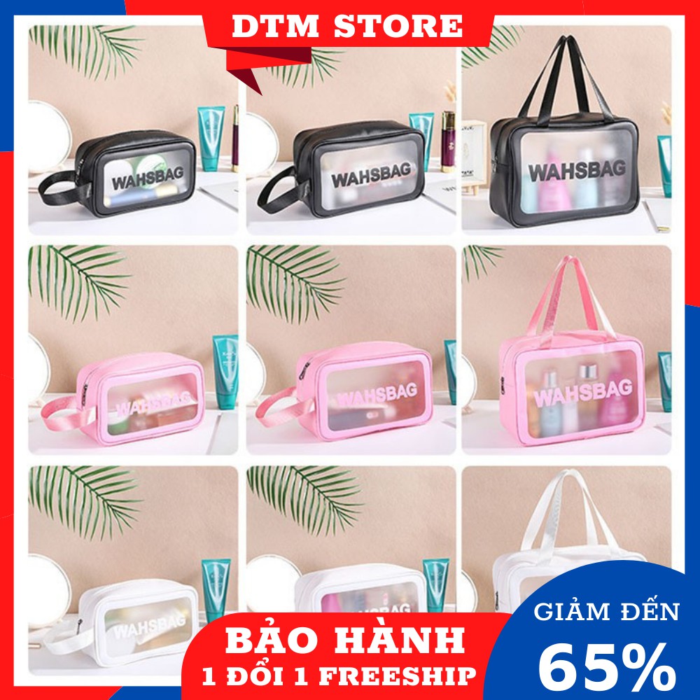 Túi đựng mỹ phẩm đồ trang điểm đi du lịch cá nhân washbag trong suốt có khóa kéo, chống thấm nước tiện dụng - DTM Store