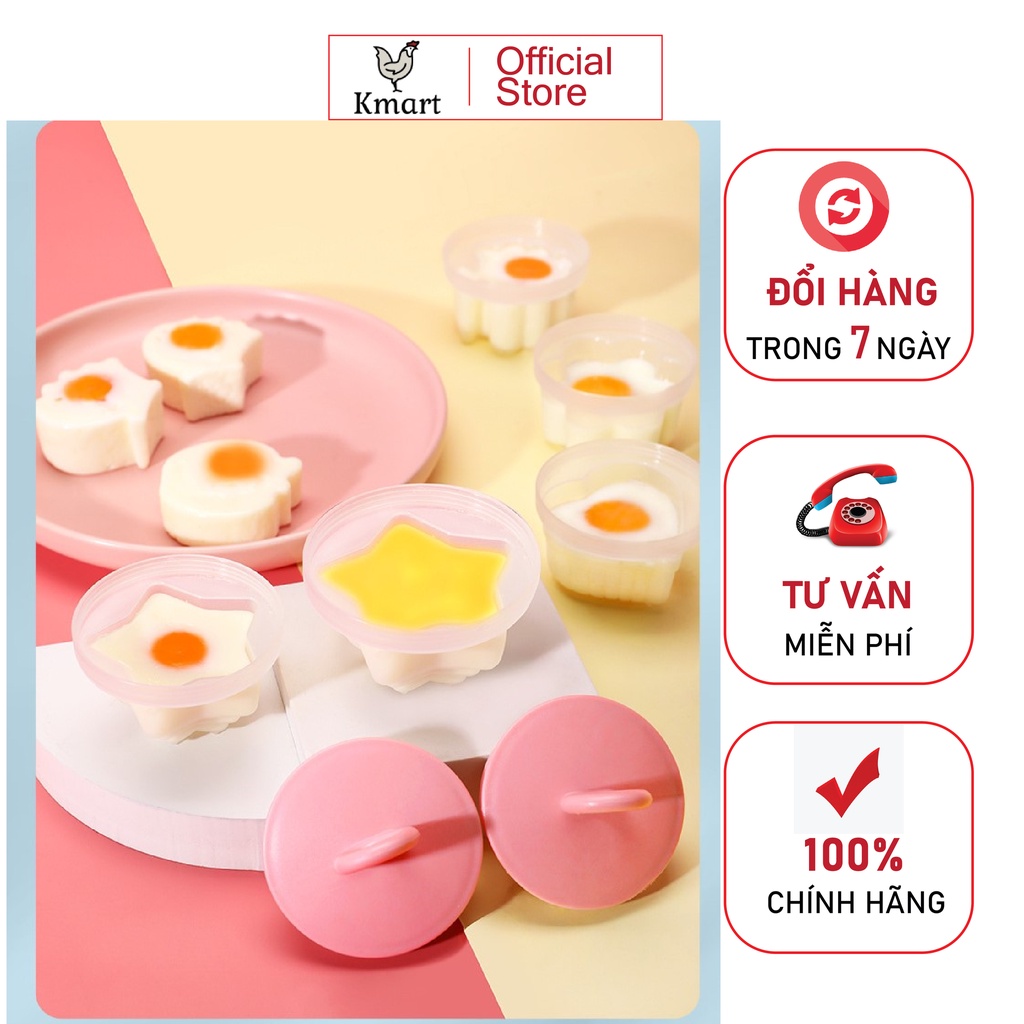 ( Tặng kèm chổi quét dầu) Bộ 4 khuôn hấp bánh hình ngẫu nhiên, hấp trứng cho bé ăn, làm bánh Plan