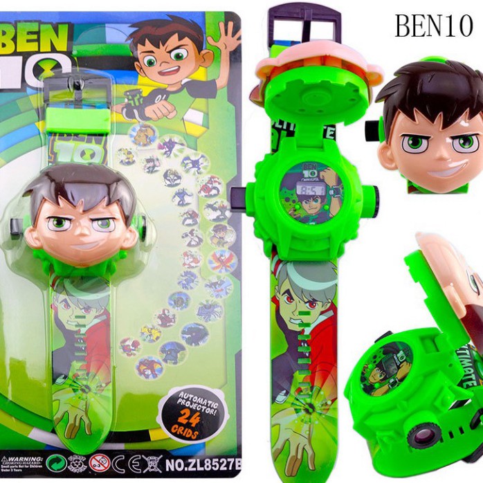 [4 LOẠI BEN 10] Đồ chơi đồng hồ ben 10 chiếu 24 hình khác nhau, đồ chơi đồng hồ đeo tay chiếu hình Ben Ten