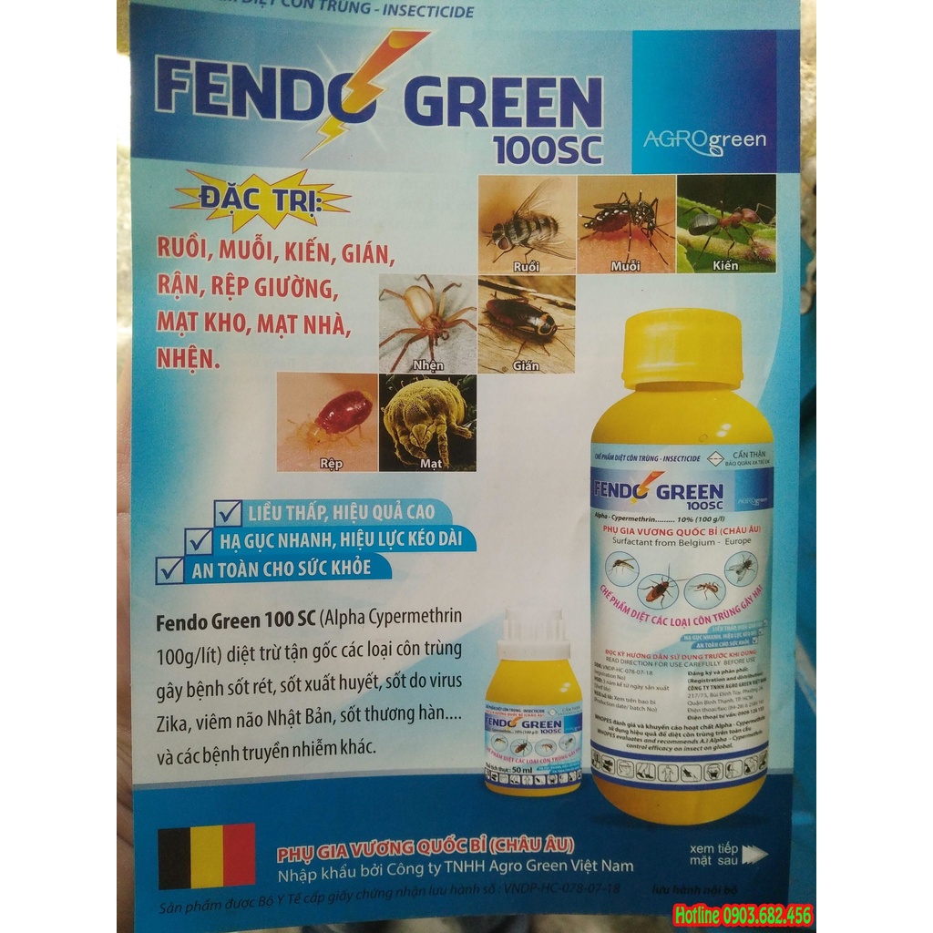 Thuốc Diệt Muỗi Và Côn Trùng  FENDO GREEN 100SC