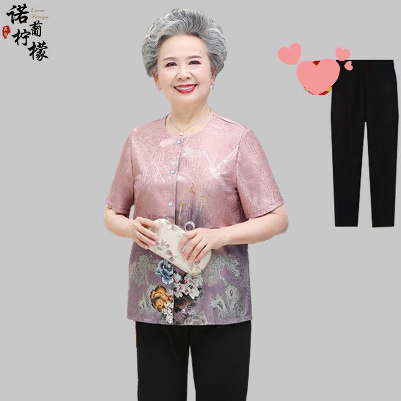 Bộ quần áo cho người già, bộ quần áo cho mẹ cho bà mùa hè cao cấp