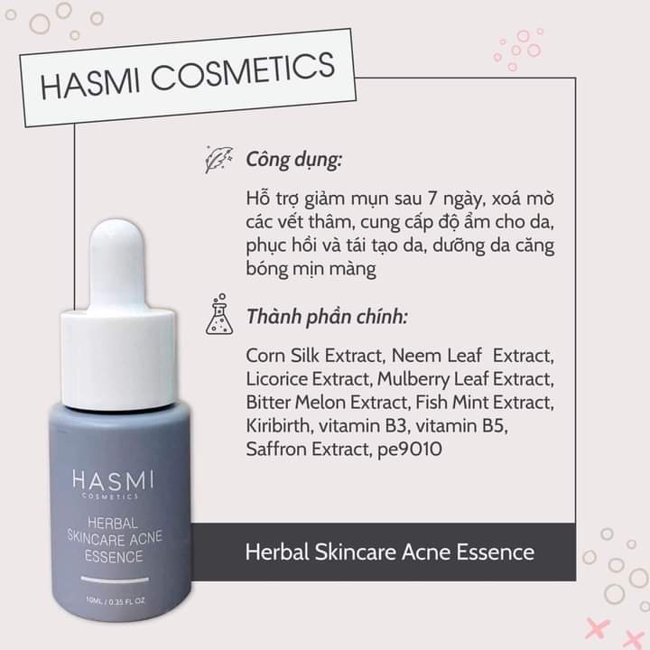 Serum Giảm Mụn, Dưỡng Da, Phục Hồi Da Chuyên Sâu, An Toàn Và Hiệu Qủa HASMI HERBAL SKINCARE - 10ml
