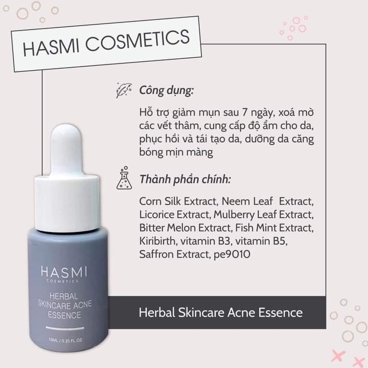 Serum Giảm Mụn, Dưỡng Da, Phục Hồi Da Chuyên Sâu, An Toàn Và Hiệu Qủa HASMI HERBAL SKINCARE - 10ml [ Auth ]