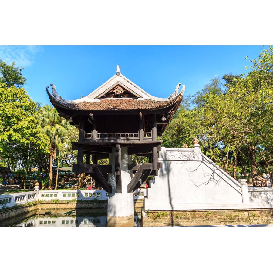 Tranh lụa 3D danh lam thám cảnh nổi tiếng Hà Nội Cầu Thê Húc, Đền Ngọc Sơn, Tháp Rùa  giá rẻ, chất lượng cao