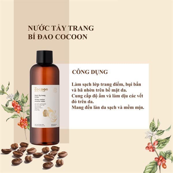 Nước Tẩy Trang Bí Đao Kiểm Soát Dầu Thừa COCOON 140ml/500ml