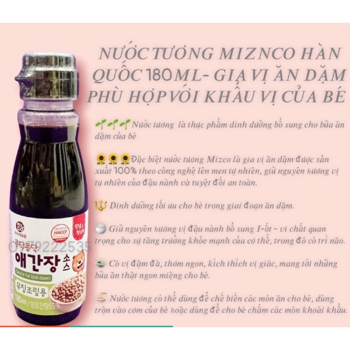 Nước tương tách muối Miznco Hàn quốc 200ml Date 29/07/2022