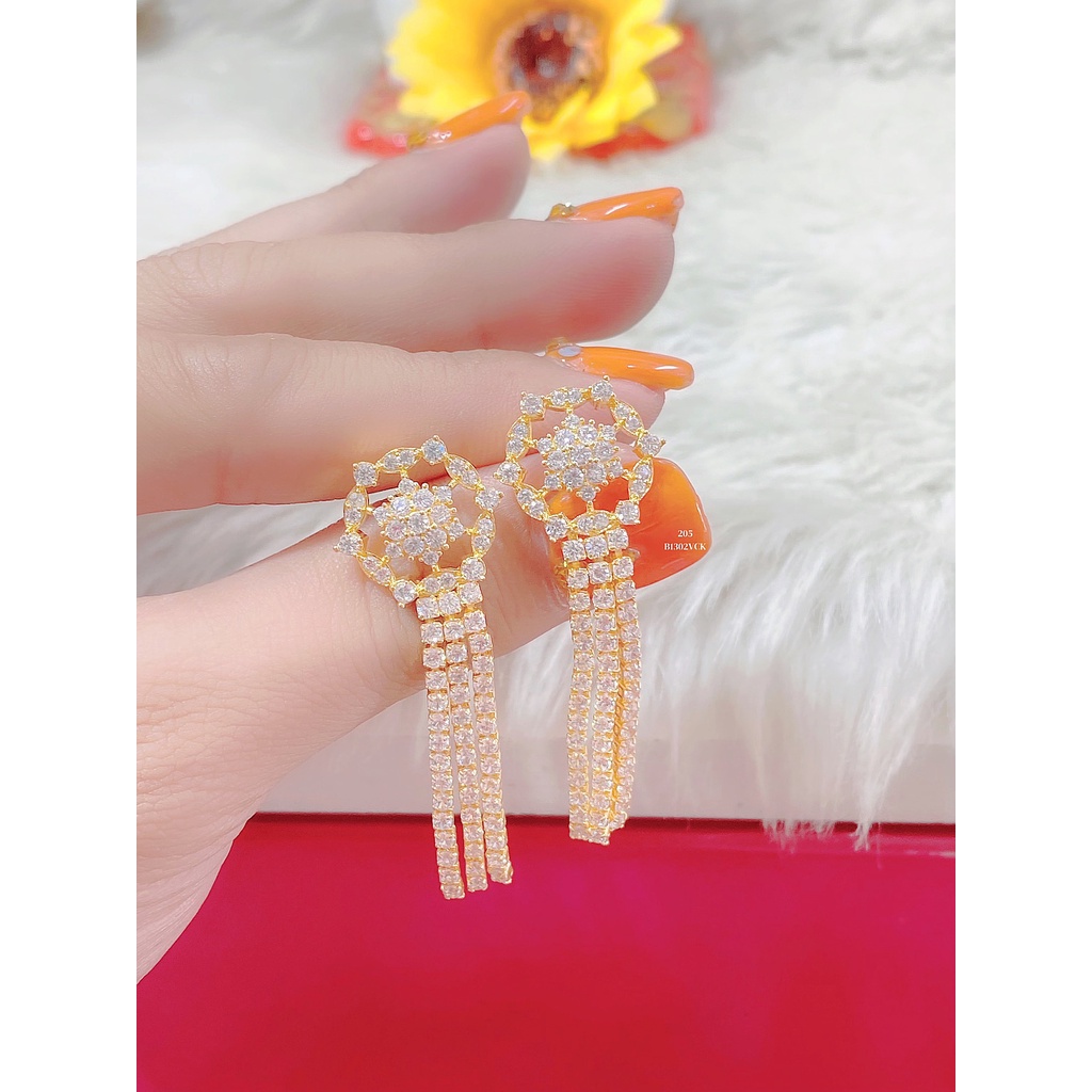 UHA - Bông tai tòn ten nữ đính đá , chuôi cài chắc chắn, kiểu dáng hiện đại, thu hút, sang trọng B1302TCK-250