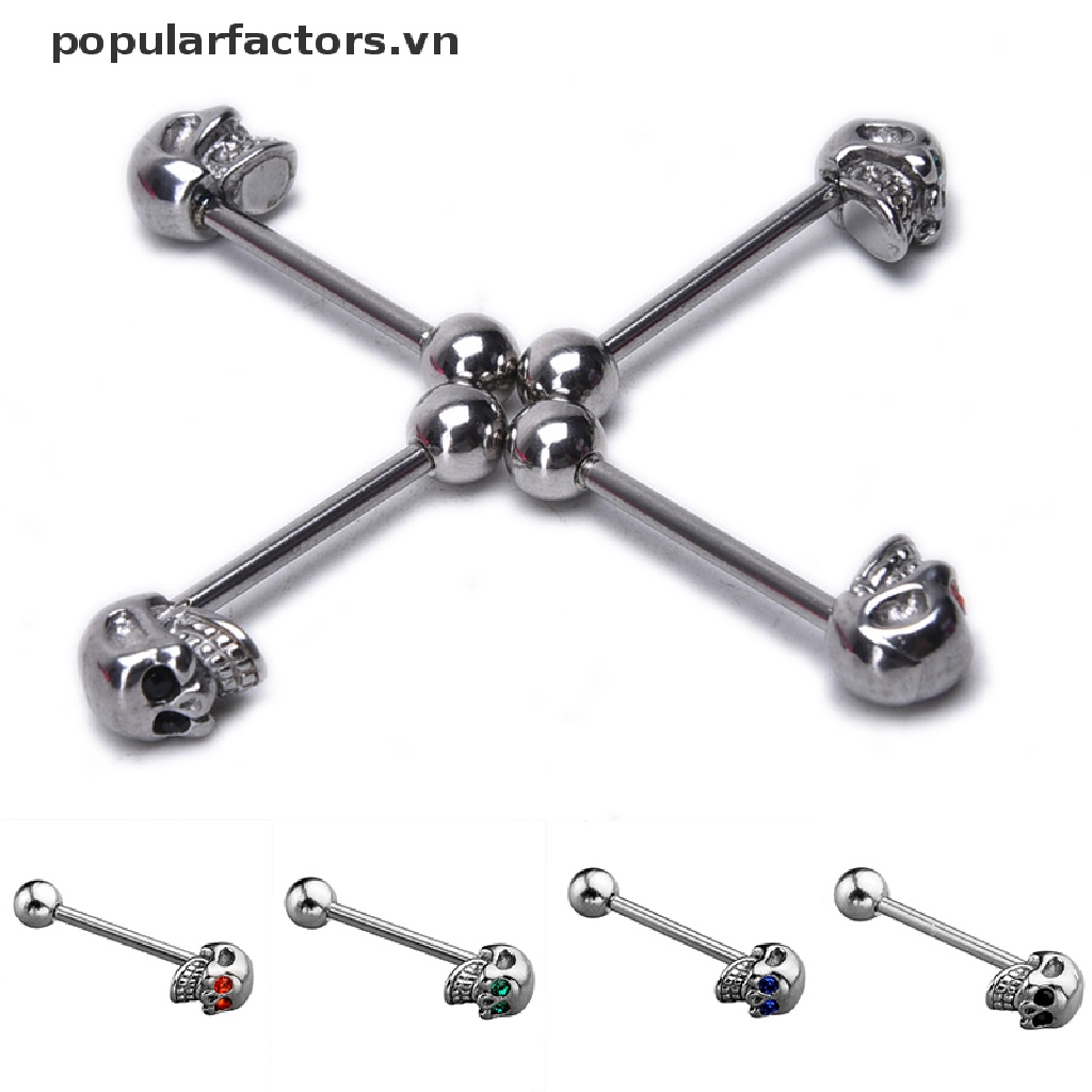 Khuyên Lưỡi Bằng Thép Không Gỉ Đính Đá CZ 14G