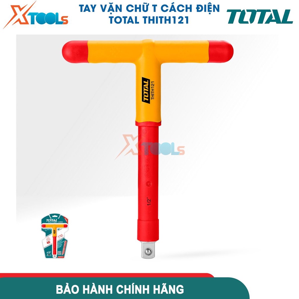 Tay vặn chữ T cách điện TOTAL THITH121 cách điện 1000V, đầu khẩu 1/2 inch, chất liệu thép CR-V [CHÍNH HÃNG][XTOOLS]