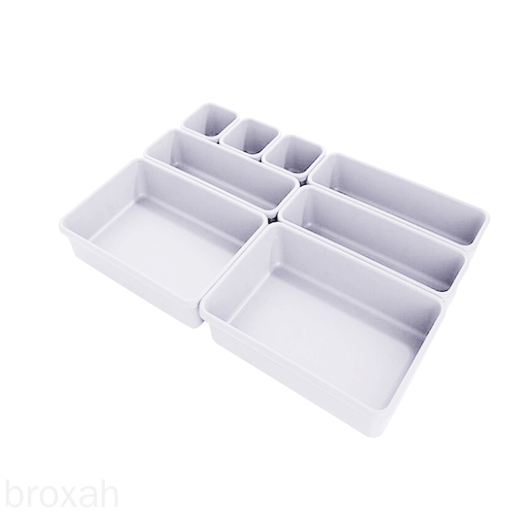 8pcs/set Drawer Divider Plastic Storage Box Insert Tray Office Home Organizer Supplies broxah