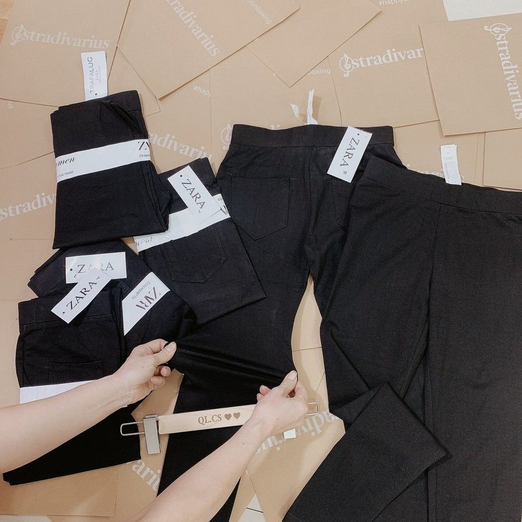 Quần legging nữ Za Ra tôn dáng túi zip tang mác cực sịn