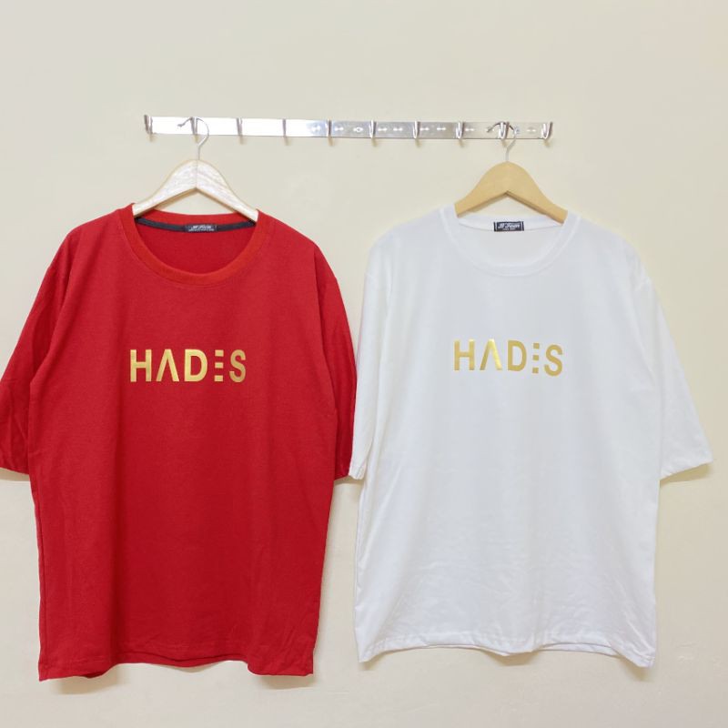 Áo thun Hình thật % ép nhủ vàngtay lỡ Unisex cặp HADES