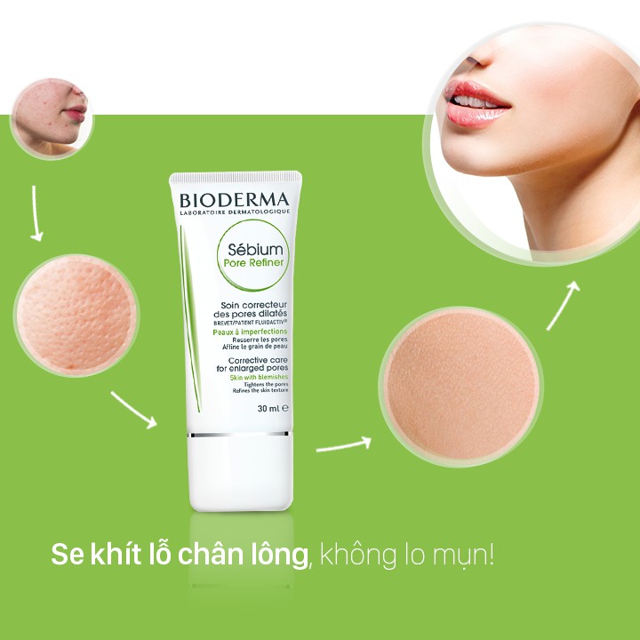 Kem dưỡng kiềm dầu Bioderma sebium pore refiner TẶNG bông tẩy trang Jomi và mặt nạ Sexylook ( Nhập khẩu)