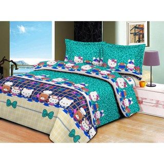 Bộ vỏ chăn ga gối kèm vỏ gối ôm cotton poly hello kitty gấu