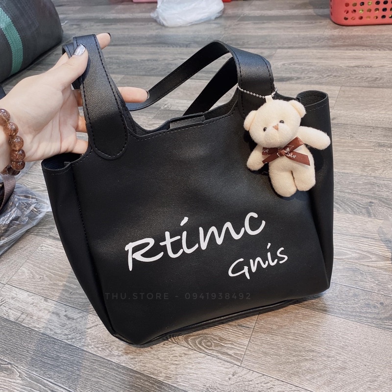 Túi Xách Nữ Công Sở, Túi Tote Đeo Vai Kèm Gấu Dễ Thương